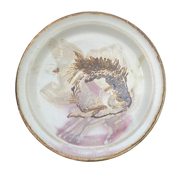 Large 12" Studio Pottery Fish Platter Plate Artist Signed M - Picture 2 of 10